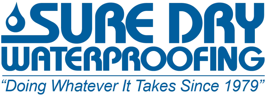 sure dry waterproofing logo with slogan